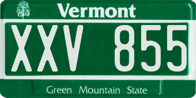 VT license plate XXV855
