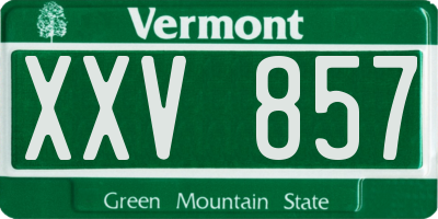 VT license plate XXV857