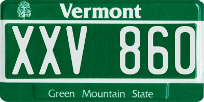 VT license plate XXV860