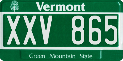 VT license plate XXV865