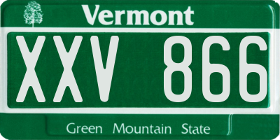 VT license plate XXV866