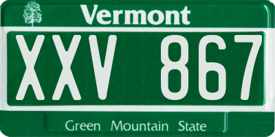 VT license plate XXV867
