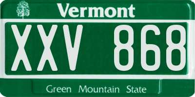 VT license plate XXV868