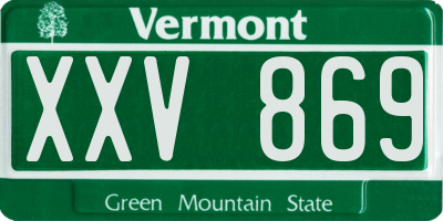 VT license plate XXV869