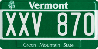 VT license plate XXV870