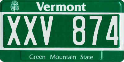 VT license plate XXV874