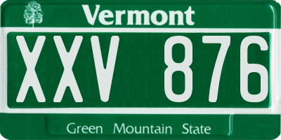 VT license plate XXV876