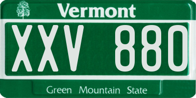 VT license plate XXV880