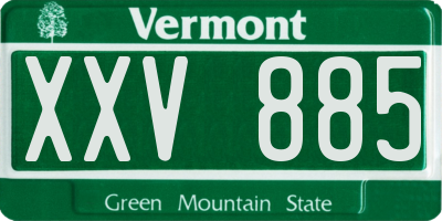 VT license plate XXV885