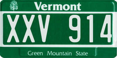 VT license plate XXV914