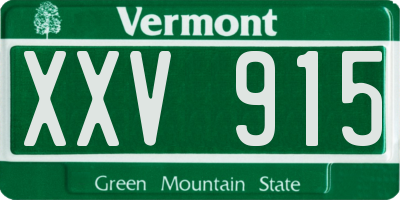 VT license plate XXV915