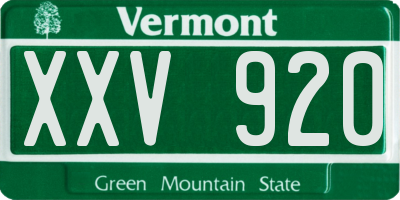 VT license plate XXV920