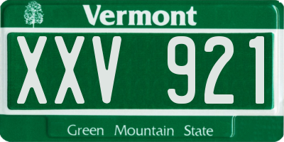 VT license plate XXV921