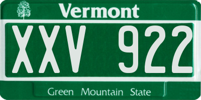 VT license plate XXV922