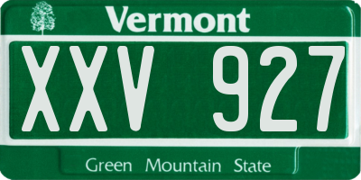 VT license plate XXV927