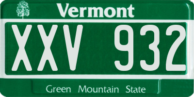 VT license plate XXV932
