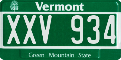 VT license plate XXV934