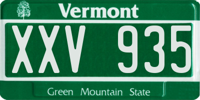 VT license plate XXV935