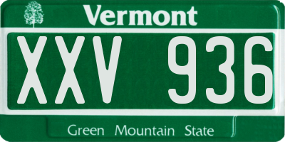 VT license plate XXV936