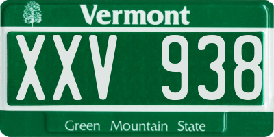 VT license plate XXV938