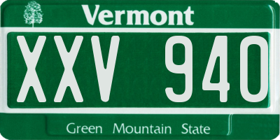 VT license plate XXV940