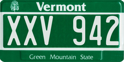 VT license plate XXV942