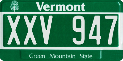 VT license plate XXV947