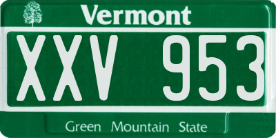 VT license plate XXV953