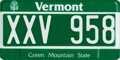 VT license plate XXV958