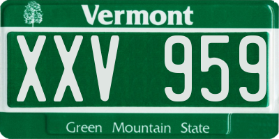 VT license plate XXV959
