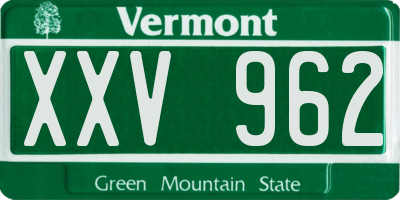 VT license plate XXV962