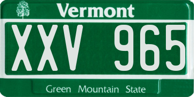 VT license plate XXV965