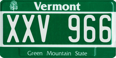VT license plate XXV966
