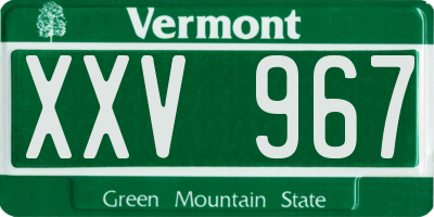 VT license plate XXV967