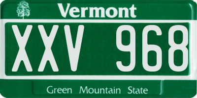 VT license plate XXV968