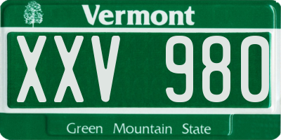 VT license plate XXV980