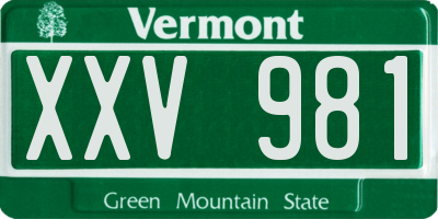 VT license plate XXV981