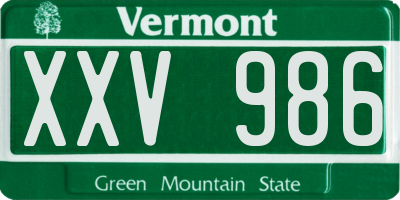 VT license plate XXV986