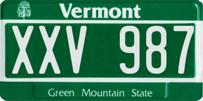 VT license plate XXV987