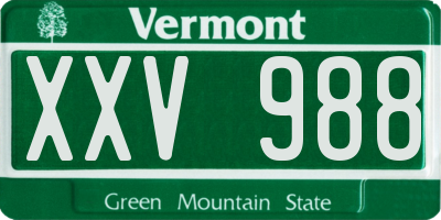 VT license plate XXV988