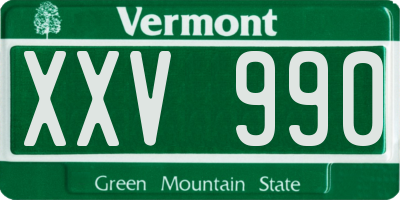 VT license plate XXV990