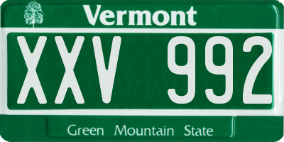 VT license plate XXV992