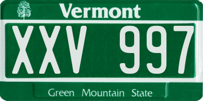 VT license plate XXV997