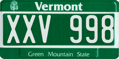 VT license plate XXV998