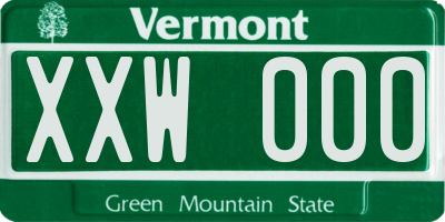 VT license plate XXW000