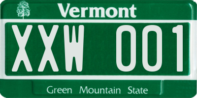 VT license plate XXW001