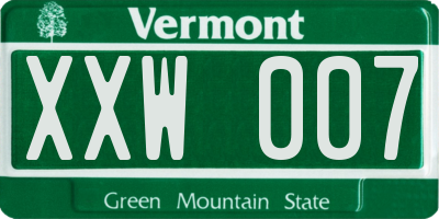 VT license plate XXW007