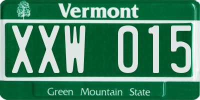 VT license plate XXW015