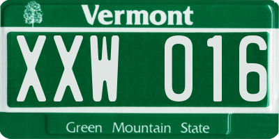 VT license plate XXW016