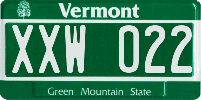 VT license plate XXW022